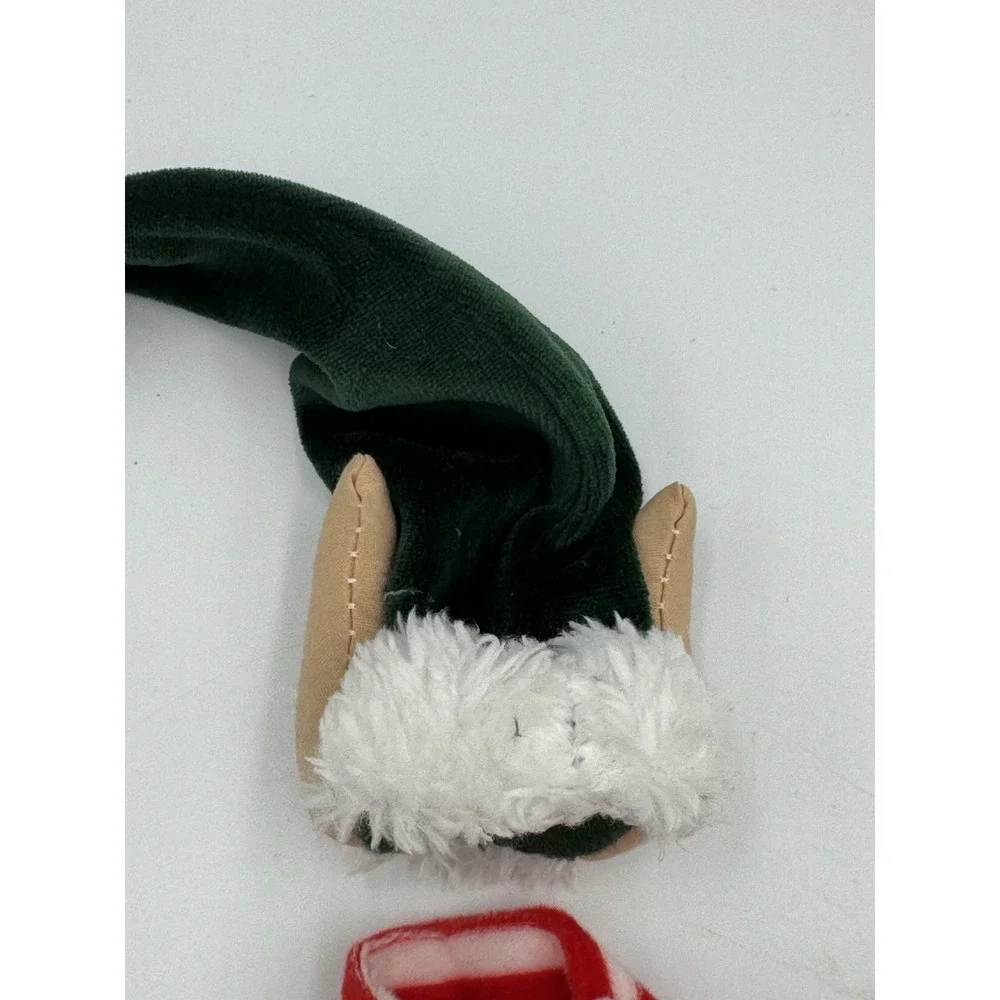 Christmas Elf Red Green White Striped Outfit for wine bottle